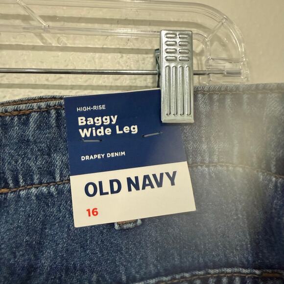 NWT Old Navy High Rise Baggy Wide Leg Drapey Denim Trouser Jeans Size 16 - Picture 6 of 6